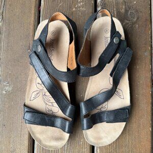 EUC Josef Seibel Black Leather Adjustable Tonga Sandal in Women's 11/EU 42